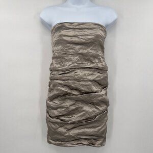Nicole Miller Metallic Strapless Ruched Bodycon Mini Dress